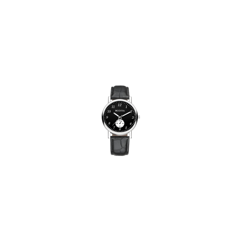 Montre à Quartz pour Hommes Modiya Bracelet en Cuir PU avec Petit Cadran Noir