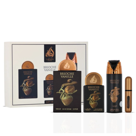 Coffret cadeau 3 pièces Lattafa Pride Brioche Vanille : Eau de Parfum 100 ml + 20 ml + Déodorant 200 ml · Smarty Paris Beauté