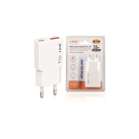 Adaptateur Secteur double PD 25W + QC 3.0 - Chargeur Rapide LinQ AC259
