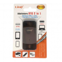 Adaptateur USB 2 en 1 USB-C/ Lightning LinQ OTG-U829 - Mémoires Ref A1