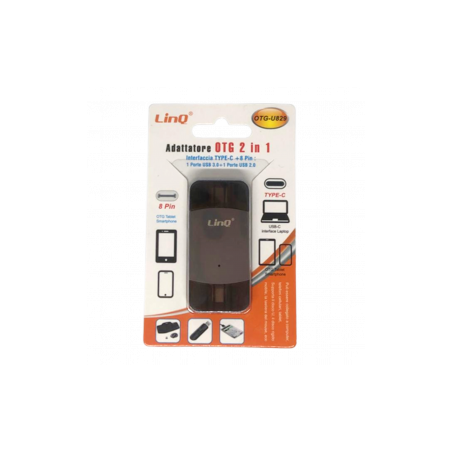 Adaptateur USB 2 en 1 USB-C/ Lightning LinQ OTG-U829 - Mémoires Ref A1