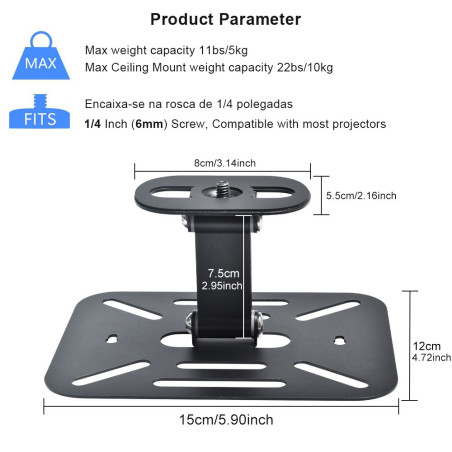 Support de projecteur de bureau rotatif et inclinable 360° - Supports