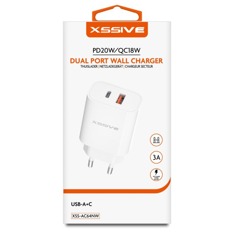 USB-A/USB-C Charger XSSIVE XSS-AC64NW – PD 20W QC 18W USB-A/USB-C Charger XSSIVE XSS-AC64NW – PD 20W QC 18W