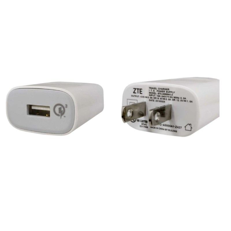 Adaptateur secteur USB ZTE STC-A5915A-Z – 5V-3A 9V-2A 12V-1,5A prise US Adaptateur secteur USB ZTE STC-A5915A-Z – 5V-3A 9V-2A 12V-1,5A prise US