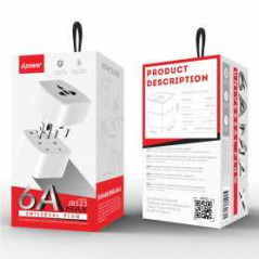 Adaptateur Kit de Voyage EU-UK-US-AU-CN - D-power J8523 - Blanc - Prot