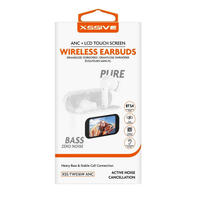 Écouteurs sans fil XSSIVE XSS-TWS16WANC – ANC écran tactile LCD Blanc Écouteurs sans fil XSSIVE XSS-TWS16WANC – ANC écran tactile LCD Blanc