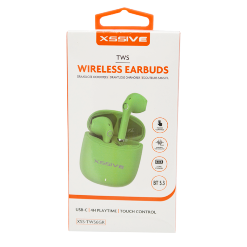 Bluetooth Earbuds XSSIVE XSS-TWS6GR – Green with Charging Case