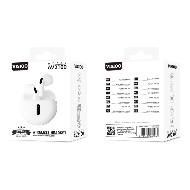 Bluetooth Earbuds D-power K6203/AV2100 – White