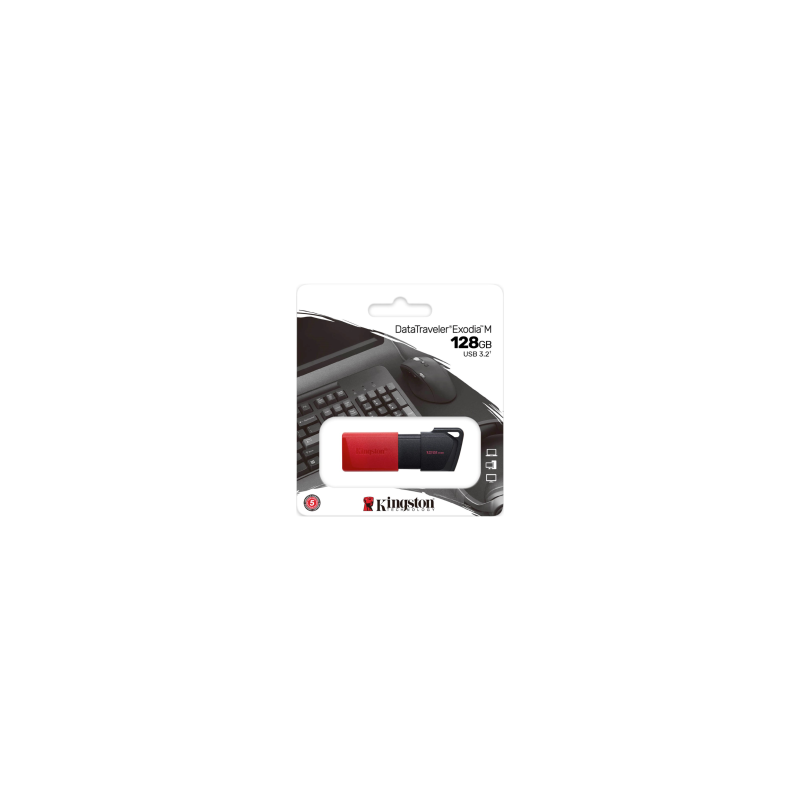 Clé USB Kingston DataTraveler Exodia M USB-A 3.2 DTXM/128GB - Noir + Rouge (Origine)