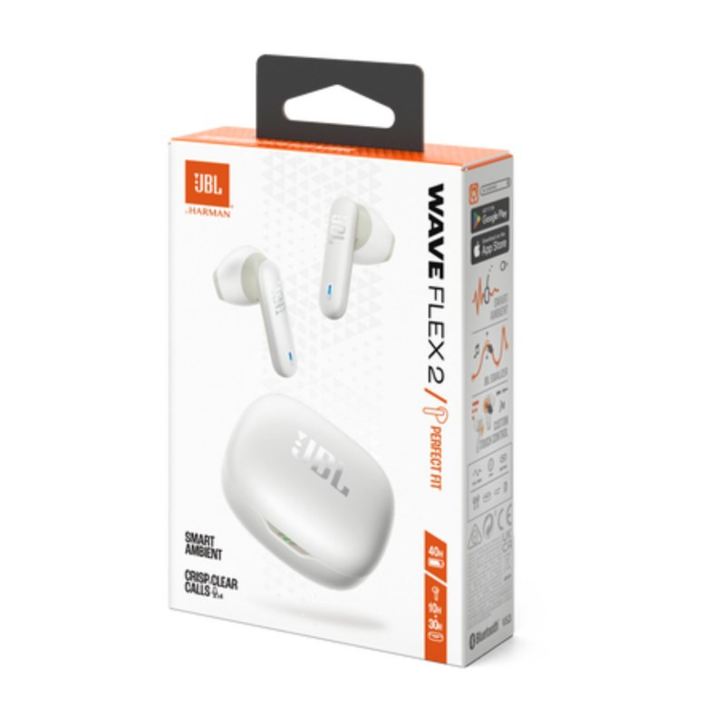 JBL Écouteurs Bluetooth Wave Flex 2 – Blanc JBL Écouteurs Bluetooth Wave Flex 2 – Blanc