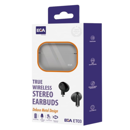 Wireless Stereo Earbuds EGA ET03 – Metal Design Gray
