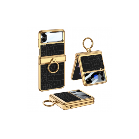 Coque Protection avec Anneau - Samsung Galazy Z Flip 4 - Noir Effet Crocodile — ECO · Smarty Paris 18e