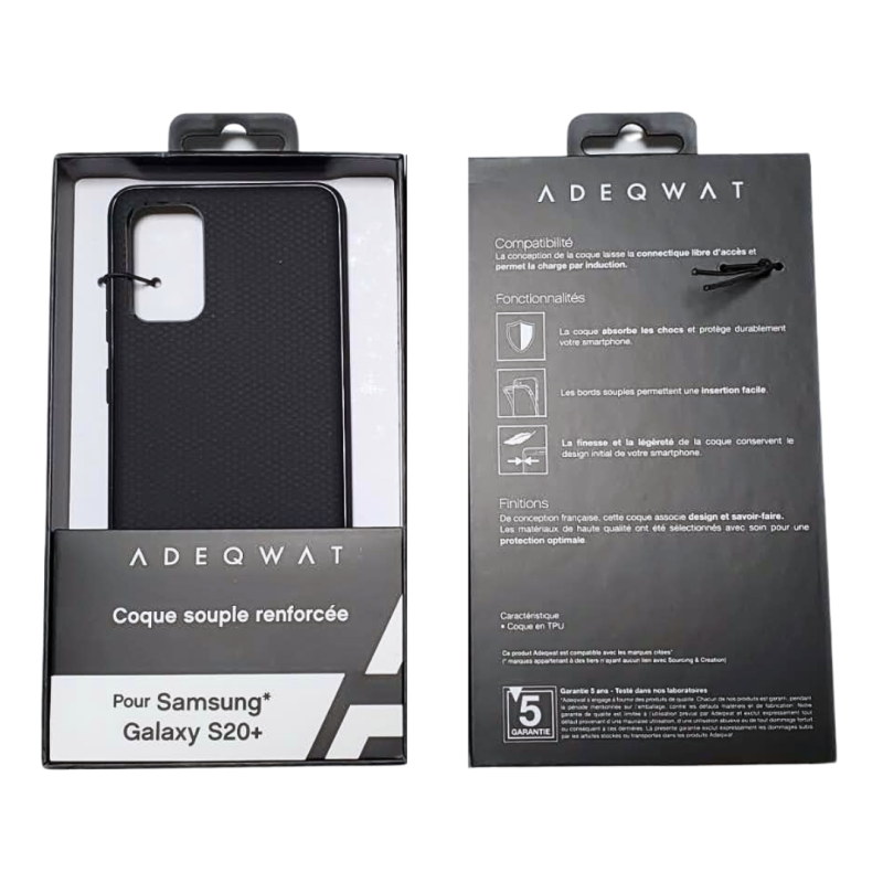 Coque Souple ADEQWAT pour Samsung Galaxy S20 Plus Noir — Accessoire · Smarty Paris 18e