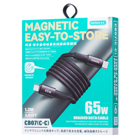Câble C-C Lightning Tressé 65W avec rangement magnétique REM