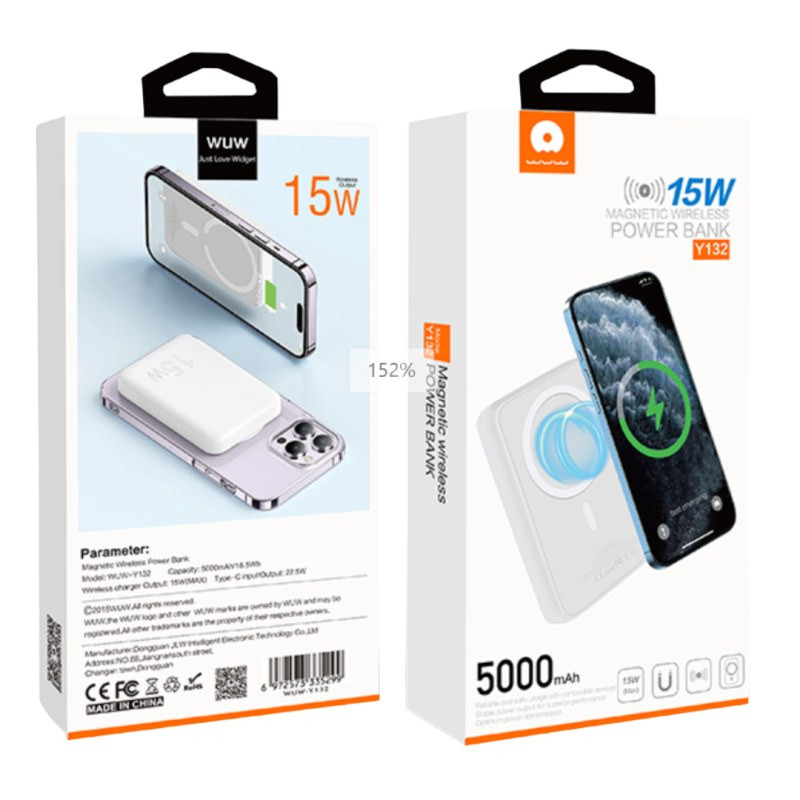 Batterie externe MagSafe WUW Y132 – 5 000 mAh Blanc