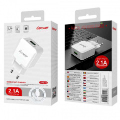 Kit Chargeur USB / Lightning 2.1A - D-power J | Smarty Paris