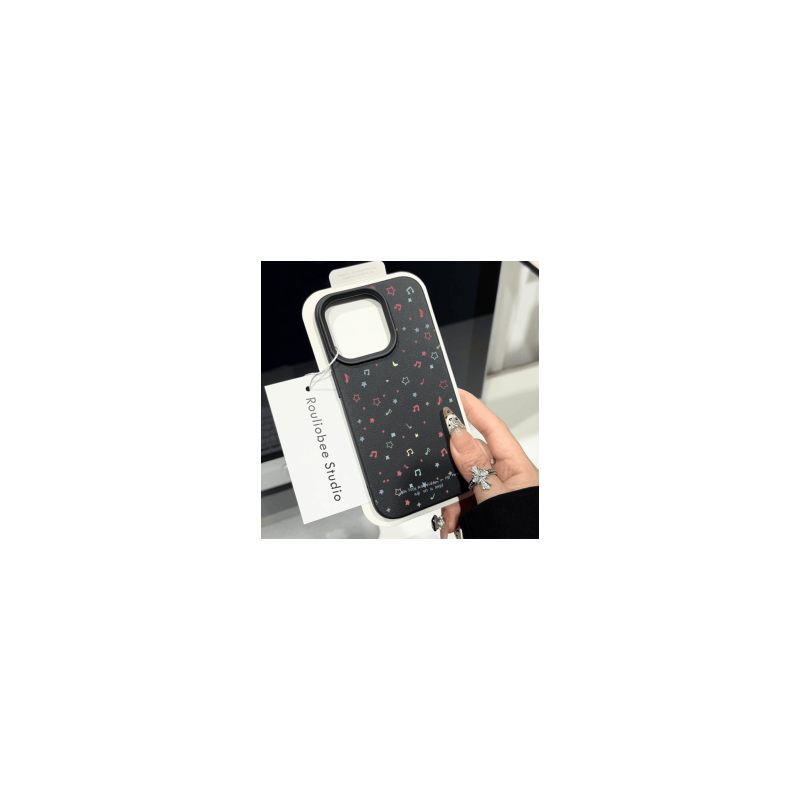 Coque de protection en texture "Litchi" pour iPhone - musicaux et finition mate