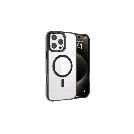 Coque en Silicone avec MagSafe iPhone 16 Pro Max Transparente (Devia) Noir — ECO · Smarty Paris 18e