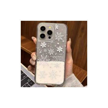 Coque transparente pour iPhone - Effet sable liquide dynamique - Neige