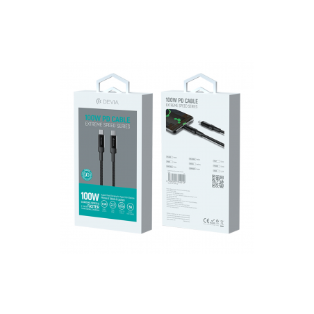 Câble Type-C / Type-C - Devia 100W PD - 1,5M - Protections Ref A1182 |