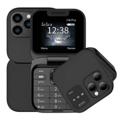 Mini téléphone i16 Pro double Nano SIM Noir